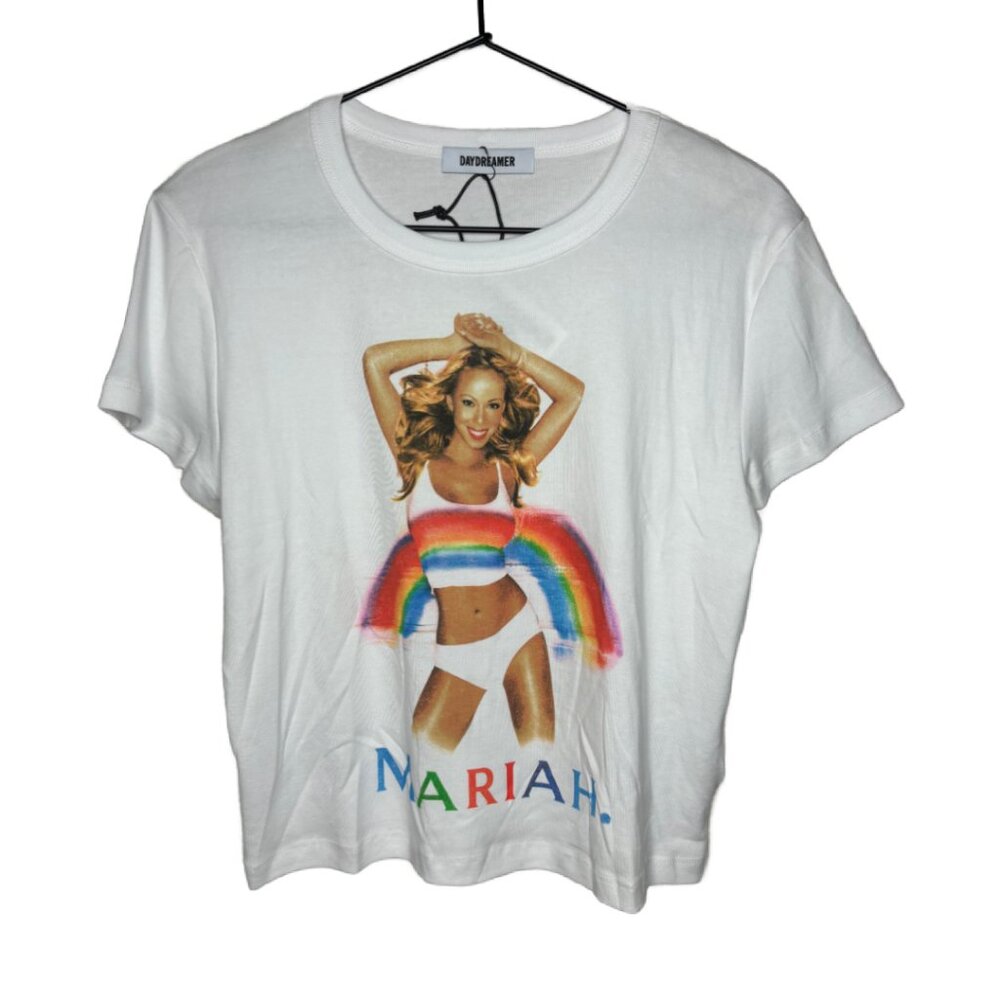 Daydreamer White Mariah Rainbow Graphic Long Sleeve Tee